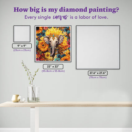 Diamond Painting Sunflower Bath 22" x 22" (55.8cm x 55.8cm) / Square with 81 Colors including 2 ABs and 4 Fairy Dust Diamonds / 50,176