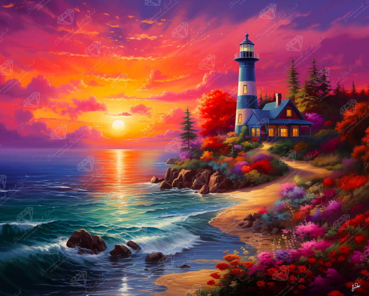 Diamond Painting Sunrise Paradise 31.9" x 25.6" (80.9cm x 65cm) / Square with 70 Colors including 2 ABs and 4 Fairy Dust Diamonds / 84,825