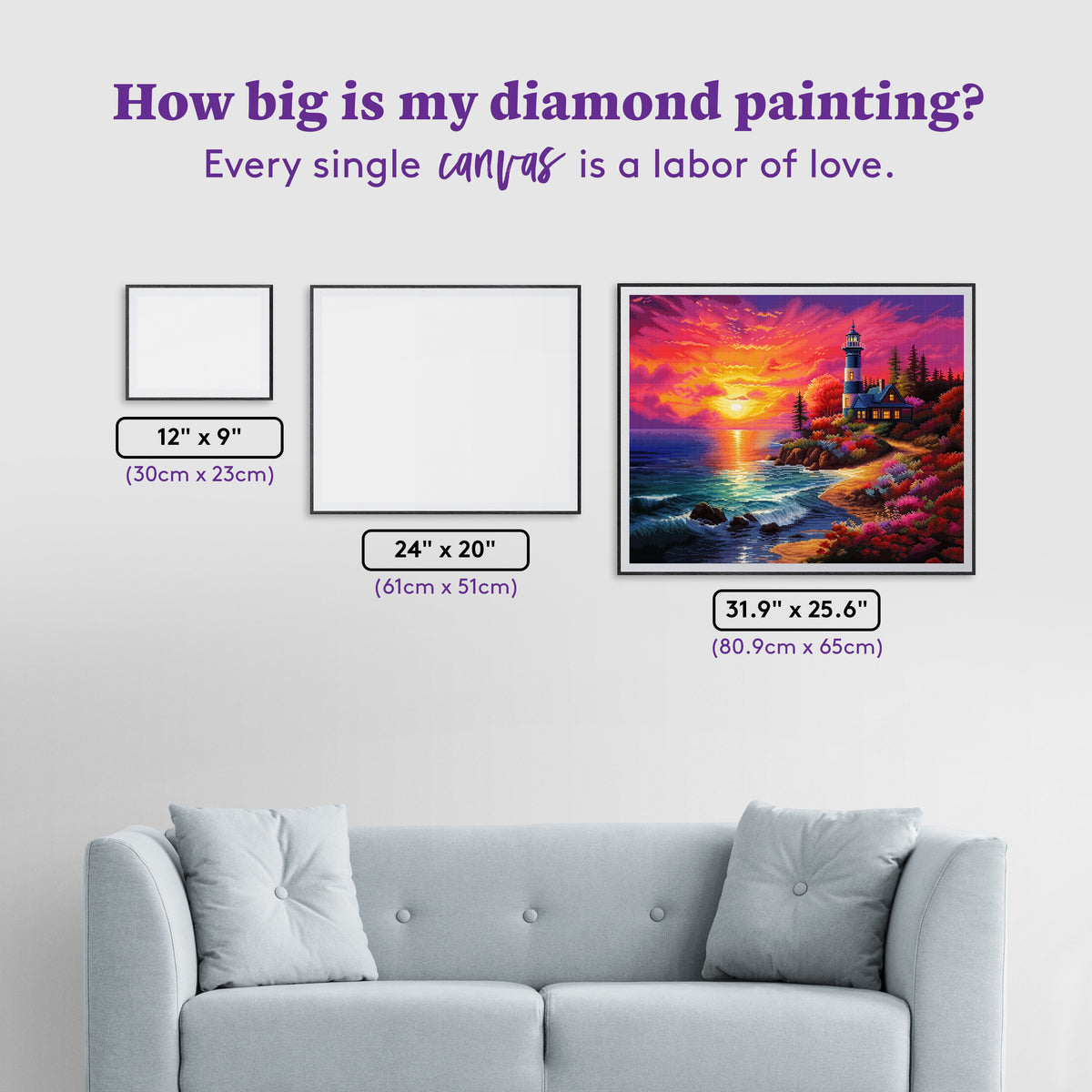 Diamond Painting Sunrise Paradise 31.9" x 25.6" (80.9cm x 65cm) / Square with 70 Colors including 2 ABs and 4 Fairy Dust Diamonds / 84,825