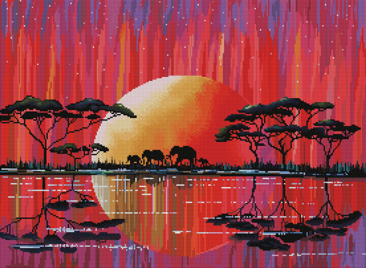 Diamond Painting Sunrise Stroll 30" x 22" (75.9cm x 55.6cm) / Round with 62 Colors including 2 ABs and 4 Fairy Dust Diamonds / 55,752