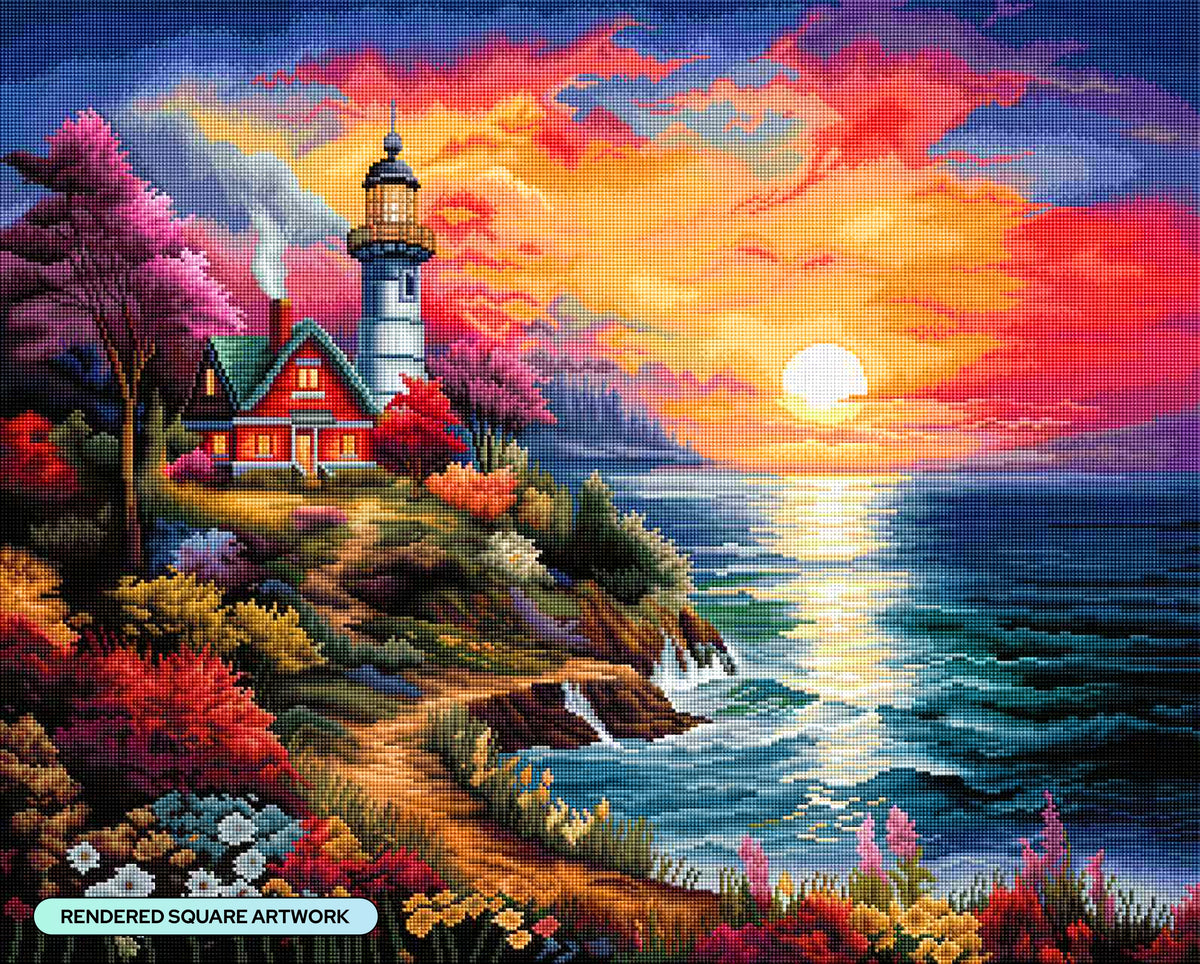 Diamond Painting Sunset Beauty 31.9" x 25.6" (80.9cm x 65cm) / Square with 69 Colors including 2 ABs and 3 Fairy Dust Diamonds / 84,825