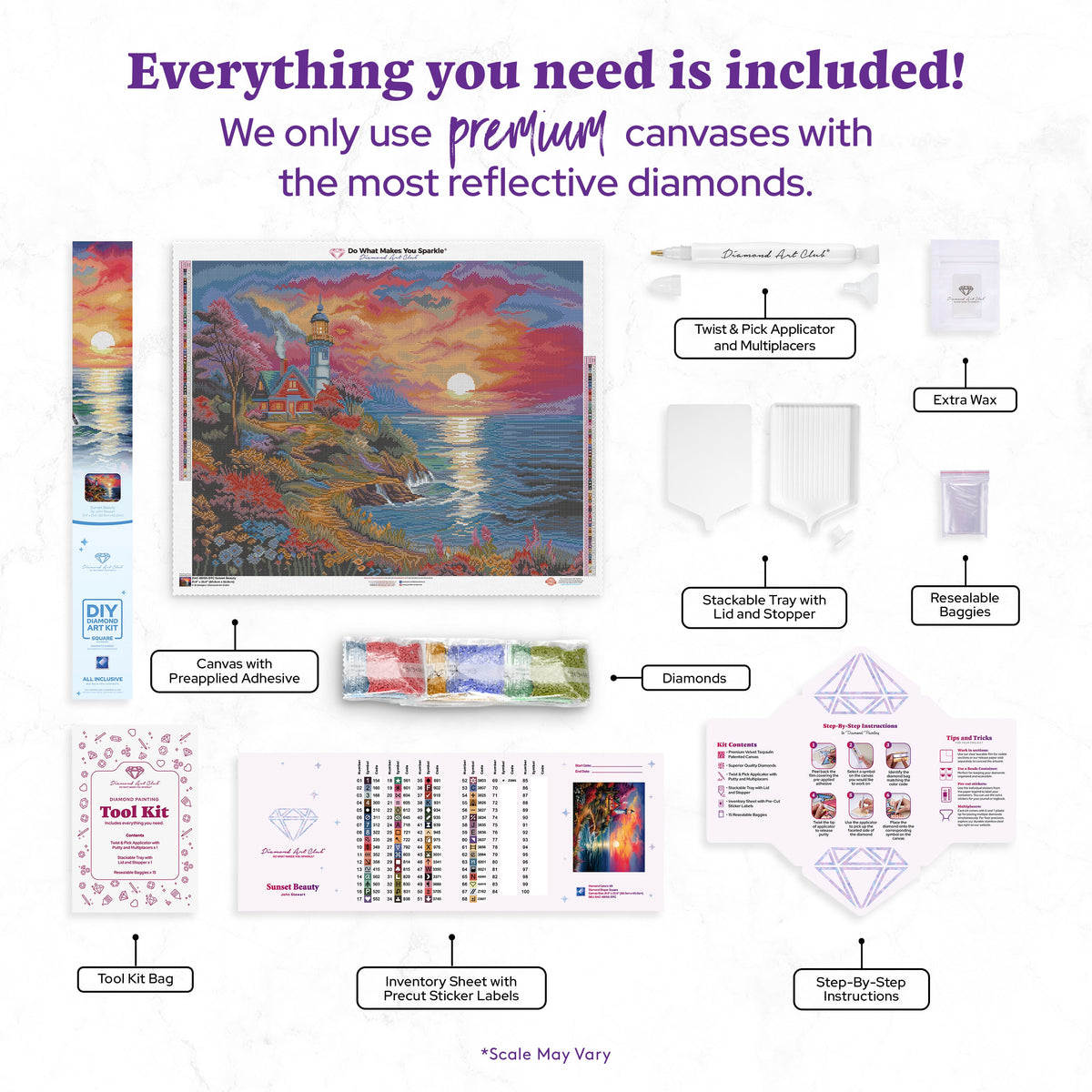 Diamond Painting Sunset Beauty 31.9" x 25.6" (80.9cm x 65cm) / Square with 69 Colors including 2 ABs and 3 Fairy Dust Diamonds / 84,825