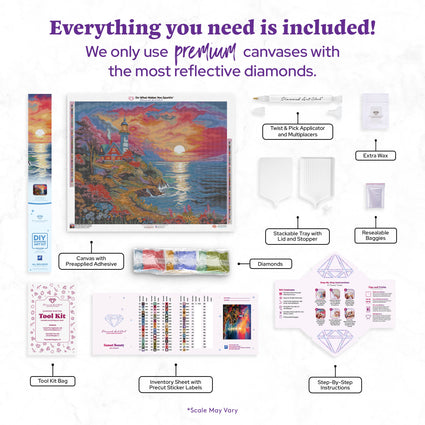 Diamond Painting Sunset Beauty 31.9" x 25.6" (80.9cm x 65cm) / Square with 69 Colors including 2 ABs and 3 Fairy Dust Diamonds / 84,825