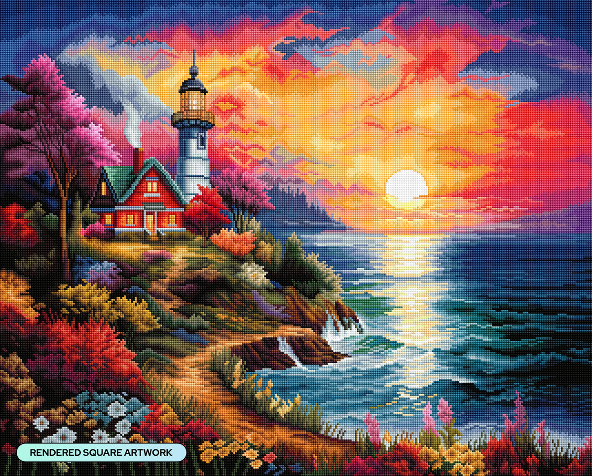 Diamond Painting Sunset Beauty 31.9" x 25.6" (80.9cm x 65cm) / Square with 69 Colors including 2 ABs and 3 Fairy Dust Diamonds / 84,825