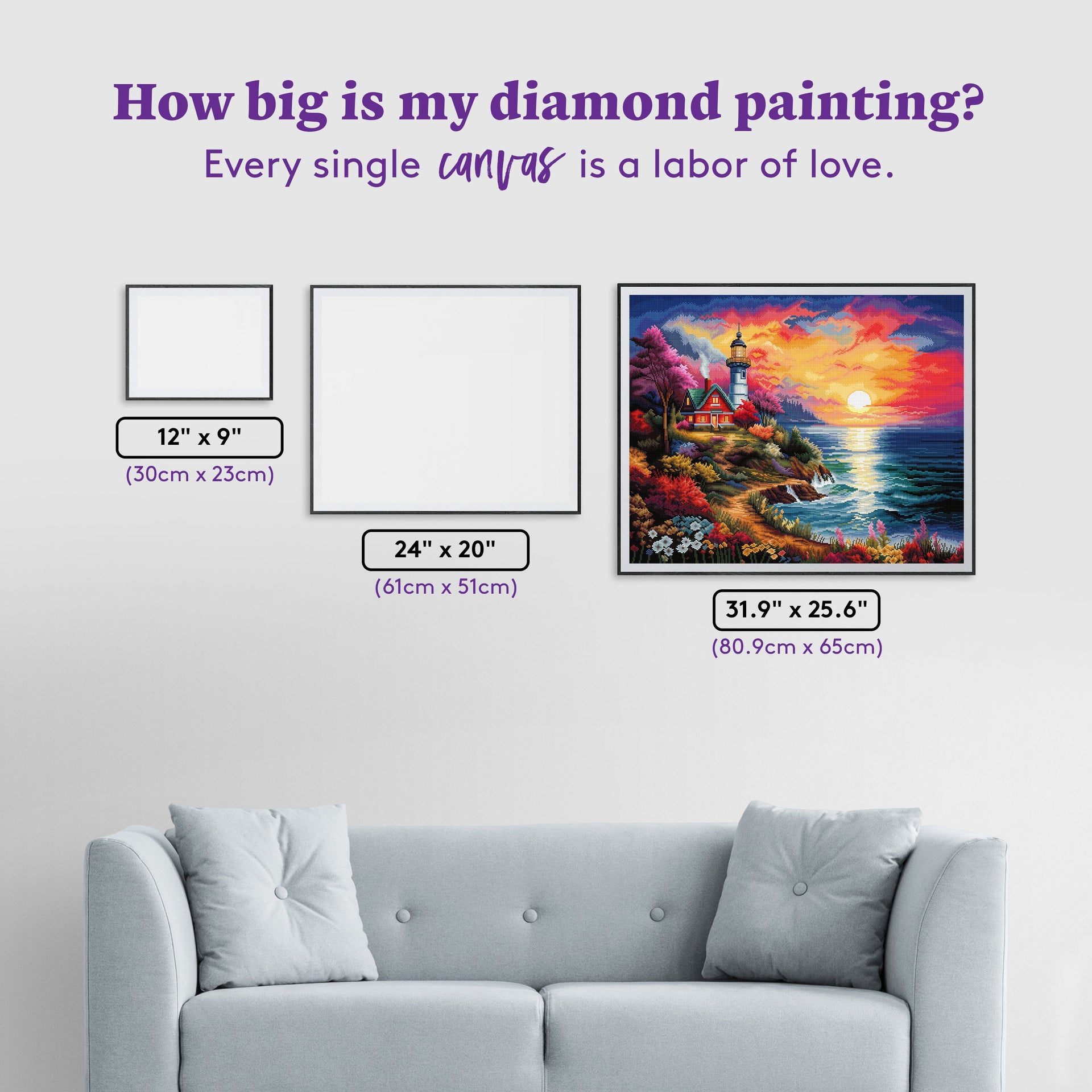 Diamond Painting Sunset Beauty 31.9" x 25.6" (80.9cm x 65cm) / Square with 69 Colors including 2 ABs and 3 Fairy Dust Diamonds / 84,825