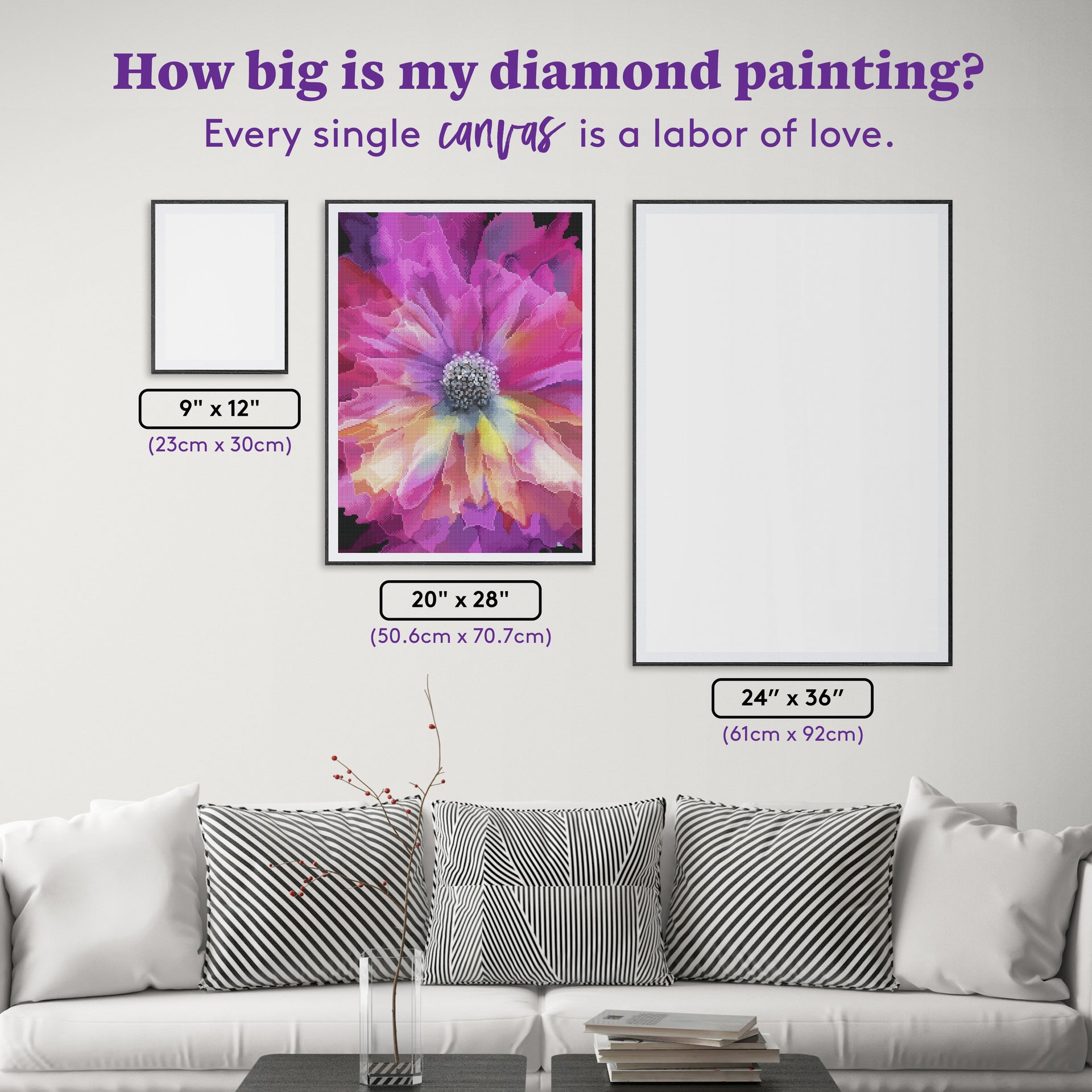 Diamond Painting Sunset Bloom 20" x 28" (50.6cm x 70.7cm) / Round with 71 Colors including 4 ABs and 1 Fairy Dust Diamond / 47,288
