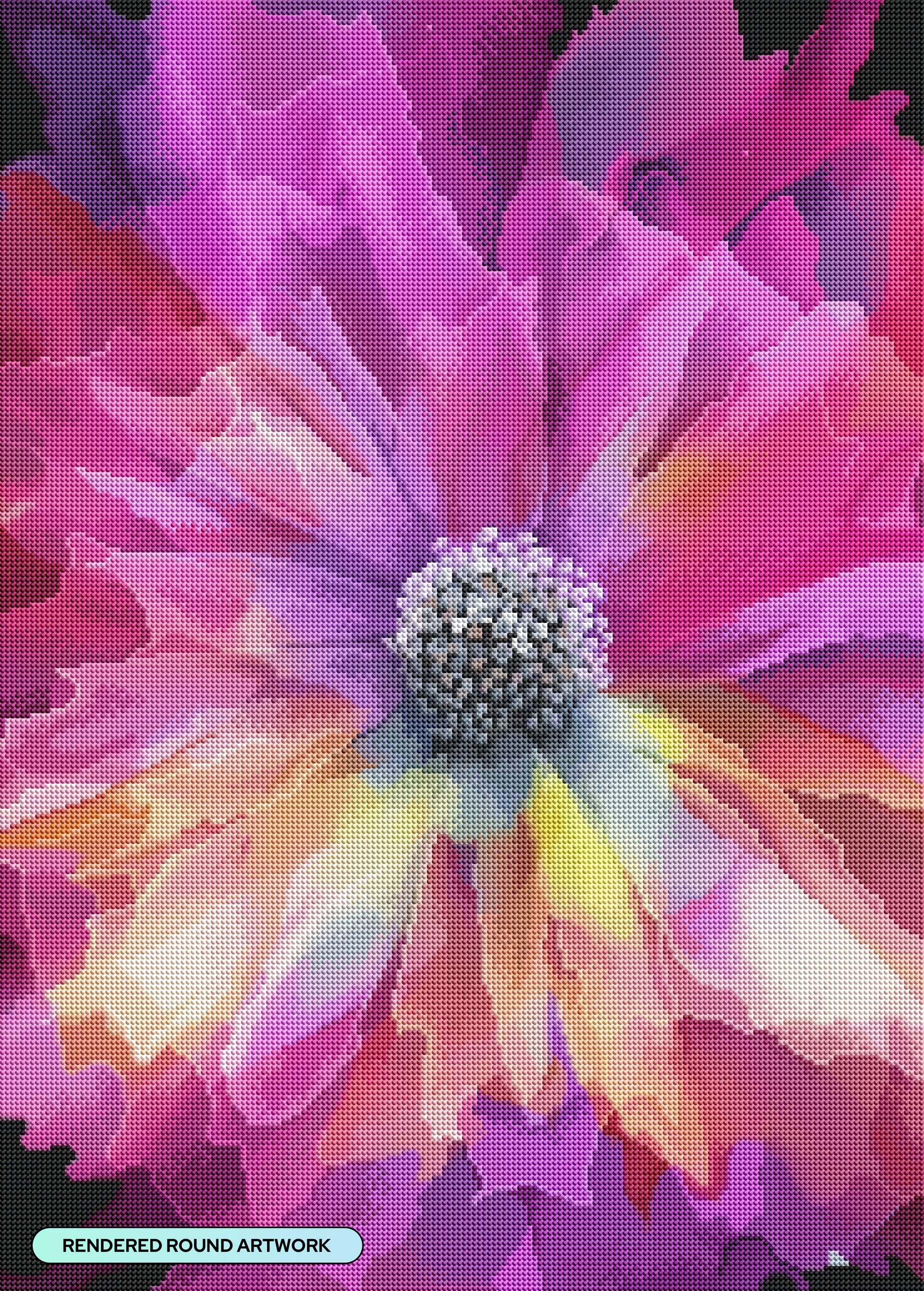 Diamond Painting Sunset Bloom 20" x 28" (50.6cm x 70.7cm) / Round with 71 Colors including 4 ABs and 1 Fairy Dust Diamond / 47,288
