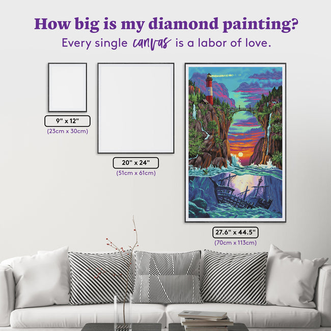 Diamond Painting Sunset Crossing 27.6" x 44.5" (70cm x 113cm) / Square with 63 Colors including 4 ABs and 3 Fairy Dust Diamonds / 127,293