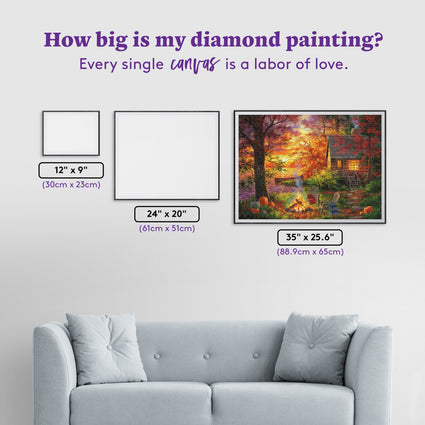 Diamond Painting Sunset Serenity 35" x 25.6" (88.9cm x 65cm) / Square with 92 Colors including 3 ABs and 2 Fairy Dust Diamonds / 93,177