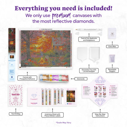 Diamond Painting Sunset Serenity 35" x 25.6" (88.9cm x 65cm) / Square with 92 Colors including 3 ABs and 2 Fairy Dust Diamonds / 93,177