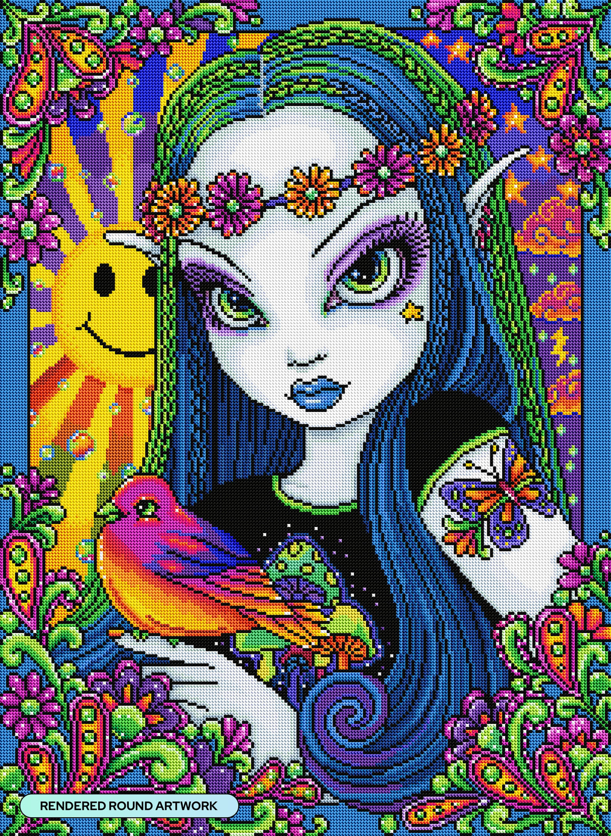 Diamond Painting Sunshine 22" x 30" (55.6cm x 76cm) / Round with 44 Colors including 2 ABs and 4 Fairy Dust Diamonds / 55,752