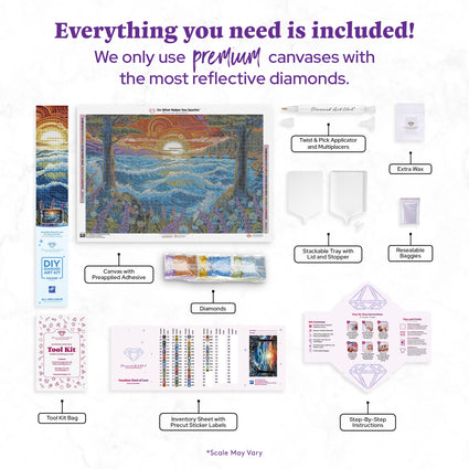 Diamond Painting Sunshine Kind of Love 33" x 22" (83.6cm x 55.8cm) / Square with 63 Colors including 2 ABs and 5 Fairy Dust Diamonds / 75,264