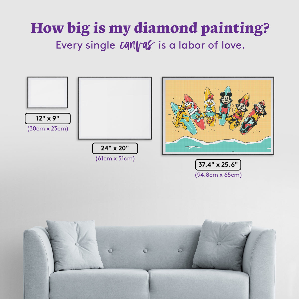 Diamond Painting Surf's Up 37.4" x 25.6" (94.8cm x 65cm) / Square with 10 Colors including 3 Fairy Dust Diamonds / 99,441