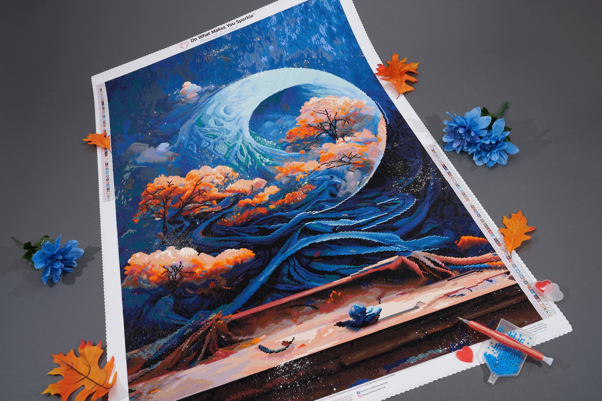 Diamond Painting Surreal Blues 27.6" x 41.3" (70cm x 105cm) / Square with 70 Colors including 3 ABs and 2 Fairy Dust Diamonds / 118,301
