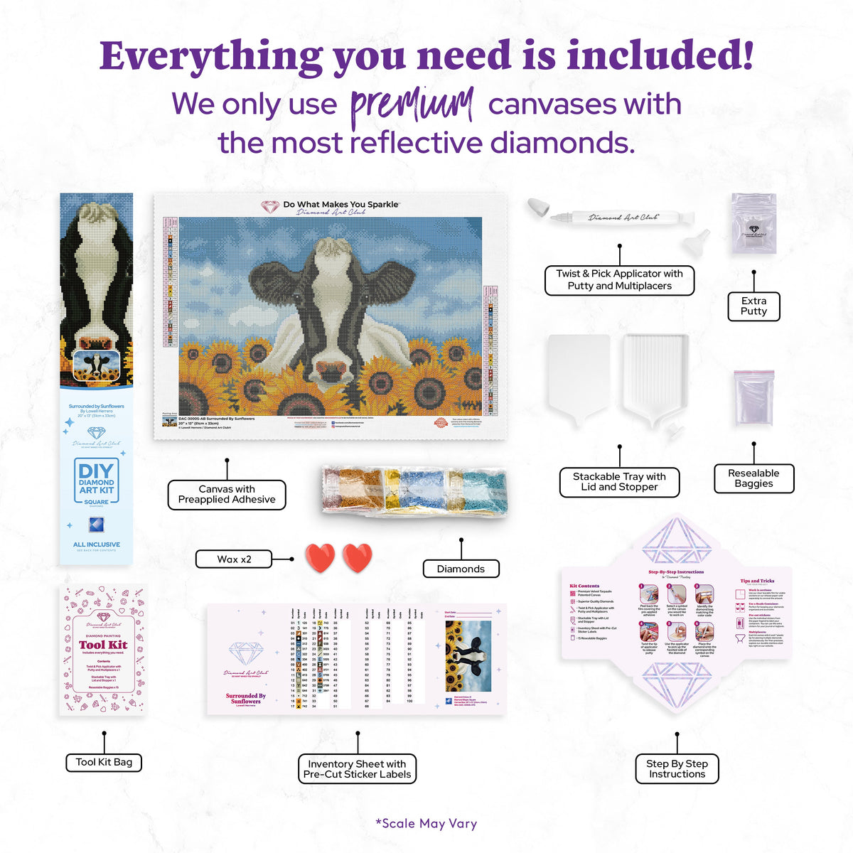 Diamond Painting Surrounded by Sunflowers 20" x 13″ (51cm x 33cm) / Square with 31 Colors including 2 ABs / 26,297