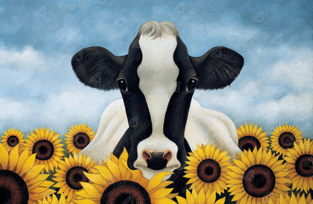 Diamond Painting Surrounded by Sunflowers 20" x 13″ (51cm x 33cm) / Square with 31 Colors including 2 ABs / 26,297