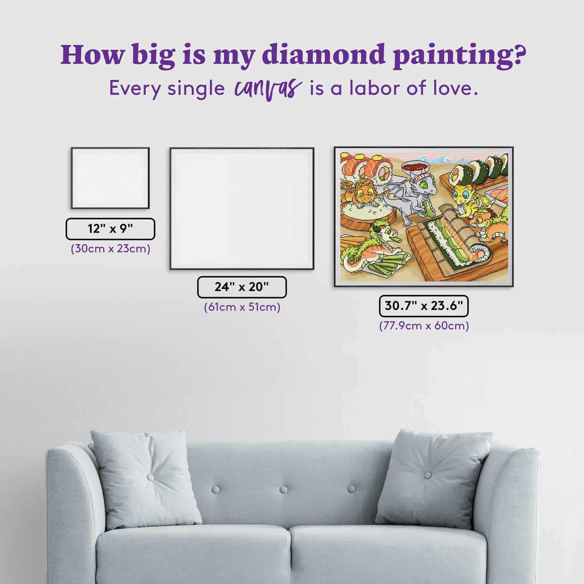 Diamond Painting Sushi Whelps Making Sushi 30.7" x 23.6" (77.9cm x 60cm) / Square With 61 Colors Including 1 AB and 6 Fairy Dust Diamonds / 75,433