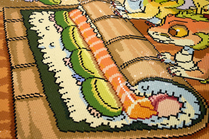 Diamond Painting Sushi Whelps Making Sushi 30.7" x 23.6" (77.9cm x 60cm) / Square With 61 Colors Including 1 AB and 6 Fairy Dust Diamonds / 75,433