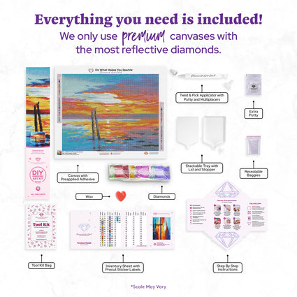 Diamond Painting Swansea Sunset 20.9" x 16.5" (53cm x 42cm) / Round With 38 Colors Including 2 ABs / 27,676