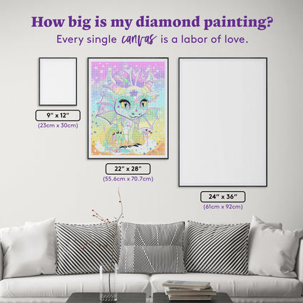 Diamond Painting Sweet Pastel Lil Dragonz 22" x 28" (55.6cm x 70.7cm) / Round with 48 Colors including 1 AB and 3 Fairy Dust Diamonds / 51,914