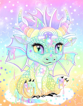 Diamond Painting Sweet Pastel Lil Dragonz 22" x 28" (55.6cm x 70.7cm) / Round with 48 Colors including 1 AB and 3 Fairy Dust Diamonds / 51,914