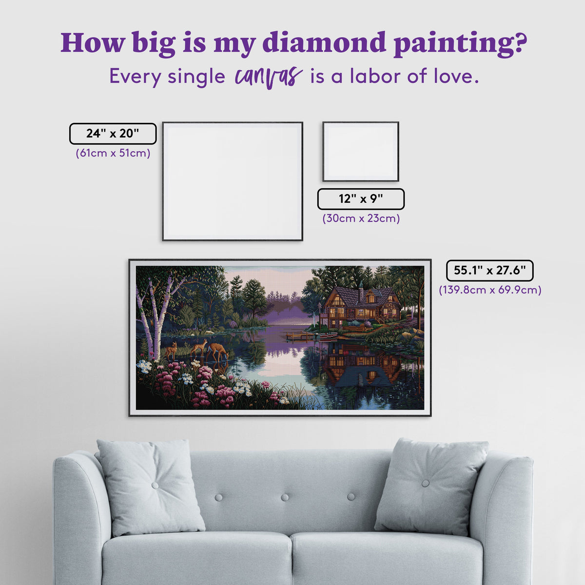 Diamond Painting Sweet Serenity 55.1" x 27.6" (139.8cm x 69.9cm) / Square With 62 Colors Including 2 ABs and 4 Fairy Dust Diamonds / 157,922