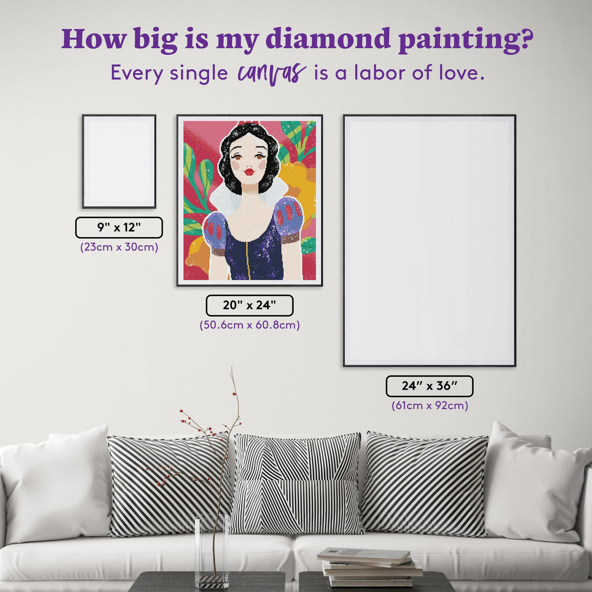 Diamond Painting Sweet Snow White 20" x 24" (50.6cm x 60.8cm) / Round with 33 Colors including 1 AB and 1 Electro Diamond and 2 Fairy Dust Diamonds / 40,664