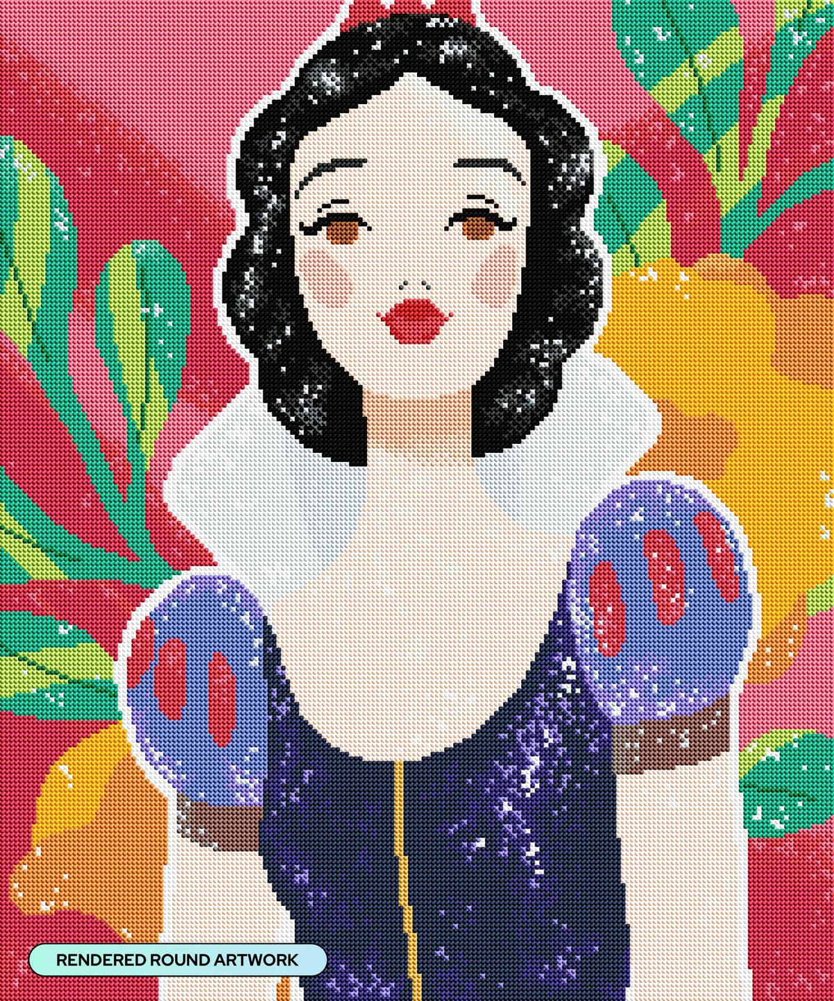 Diamond Painting Sweet Snow White 20" x 24" (50.6cm x 60.8cm) / Round with 33 Colors including 1 AB and 1 Electro Diamond and 2 Fairy Dust Diamonds / 40,664