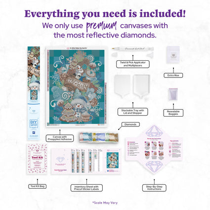 Diamond Painting Sweet Snowman Stack 25.6" x 34.3" (65cm x 86.9cm) / Square with 74 Colors including 2 ABs and 1 Iridescent Diamond and 1 Special Diamond and 4 Fairy Dust Diamonds / 91,089