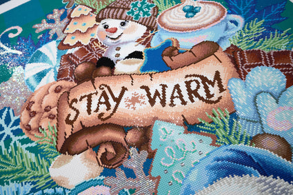 Diamond Painting Sweet Snowman Stack 25.6" x 34.3" (65cm x 86.9cm) / Square with 74 Colors including 2 ABs and 1 Iridescent Diamond and 1 Special Diamond and 4 Fairy Dust Diamonds / 91,089