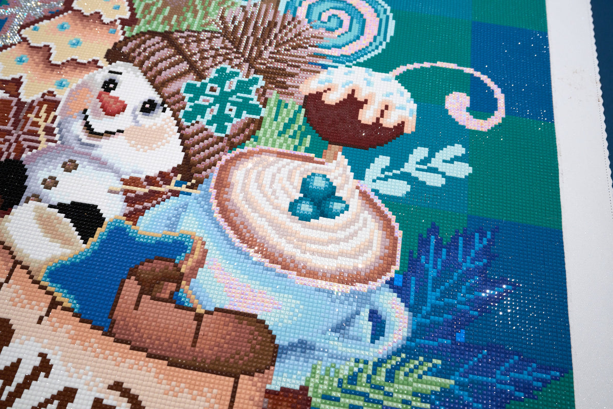 Diamond Painting Sweet Snowman Stack 25.6" x 34.3" (65cm x 86.9cm) / Square with 74 Colors including 2 ABs and 1 Iridescent Diamond and 1 Special Diamond and 4 Fairy Dust Diamonds / 91,089