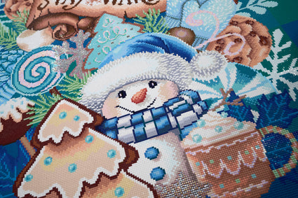 Diamond Painting Sweet Snowman Stack 25.6" x 34.3" (65cm x 86.9cm) / Square with 74 Colors including 2 ABs and 1 Iridescent Diamond and 1 Special Diamond and 4 Fairy Dust Diamonds / 91,089