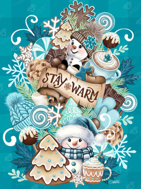 Diamond Painting Sweet Snowman Stack 25.6" x 34.3" (65cm x 86.9cm) / Square with 74 Colors including 2 ABs and 1 Iridescent Diamond and 1 Special Diamond and 4 Fairy Dust Diamonds / 91,089