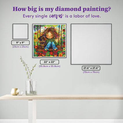 Diamond Painting Swinging Spring 22" x 22" (55.8cm x 55.8cm) / Square with 95 Colors including 2 ABs and 4 Fairy Dust Diamonds / 50,176