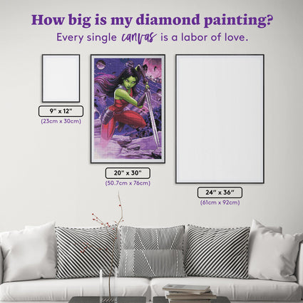 Diamond Painting Swordfight in Space 20" x 30" (50.7cm x 76cm) / Round with 43 Colors including 4 ABs and 1 Fairy Dust Diamonds / 49,051