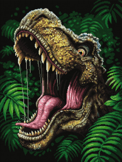 Diamond Painting T-Rex 22" x 29" (55.8cm x 73.7cm) / Square with 48 Colors including 3 ABs / 66,304