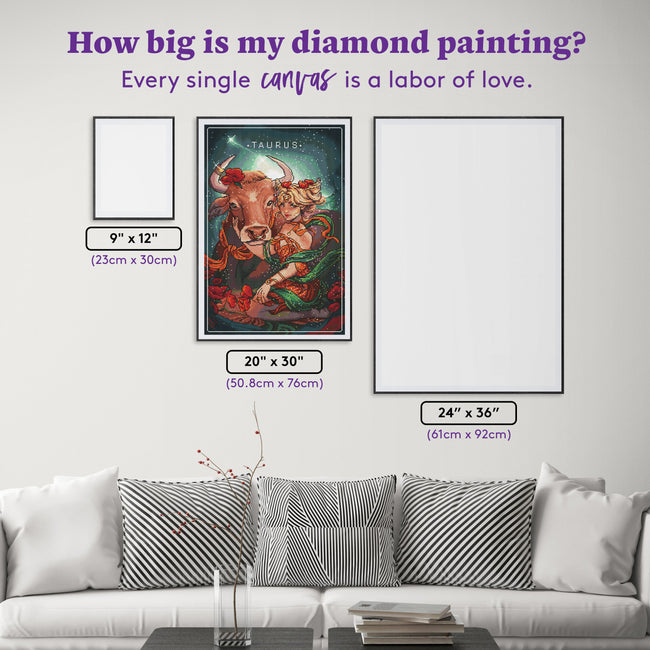 Diamond Painting Taurus - CB 20" x 30" (50.8cm x 76cm) / Square with 63 Colors including 2 ABs, 4 Fairy Dust Diamonds and 1 Iridescent Diamond / 62,220