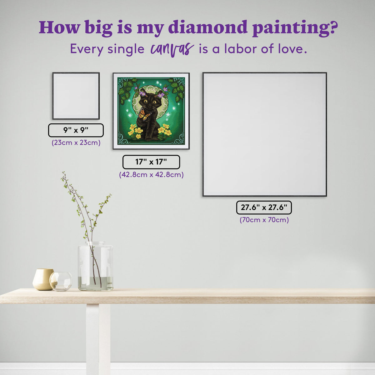 Diamond Painting Taurus Zodiac Kitten 17" x 17" (42.8cm x 42.8cm) / Square with 48 Colors including 2 AB and 1 Frosted Diamond and 2 Fairy Dust Diamonds / 29,584