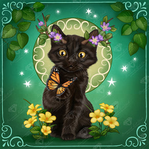 Diamond Painting Taurus Zodiac Kitten 17" x 17" (42.8cm x 42.8cm) / Square with 48 Colors including 2 AB and 1 Frosted Diamond and 2 Fairy Dust Diamonds / 29,584