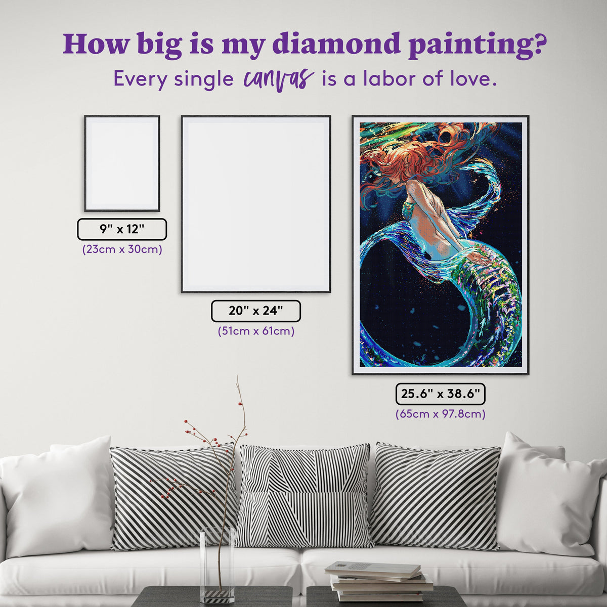 Diamond Painting Terrarium Beneath the Sea 25.6" x 38.6" (65cm x 97.8cm) / Square with 97 Colors including 3 ABs and 3 Fairy Dust Diamonds / 102,573