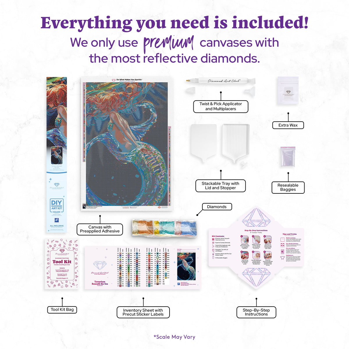 Diamond Painting Terrarium Beneath the Sea 25.6" x 38.6" (65cm x 97.8cm) / Square with 97 Colors including 3 ABs and 3 Fairy Dust Diamonds / 102,573