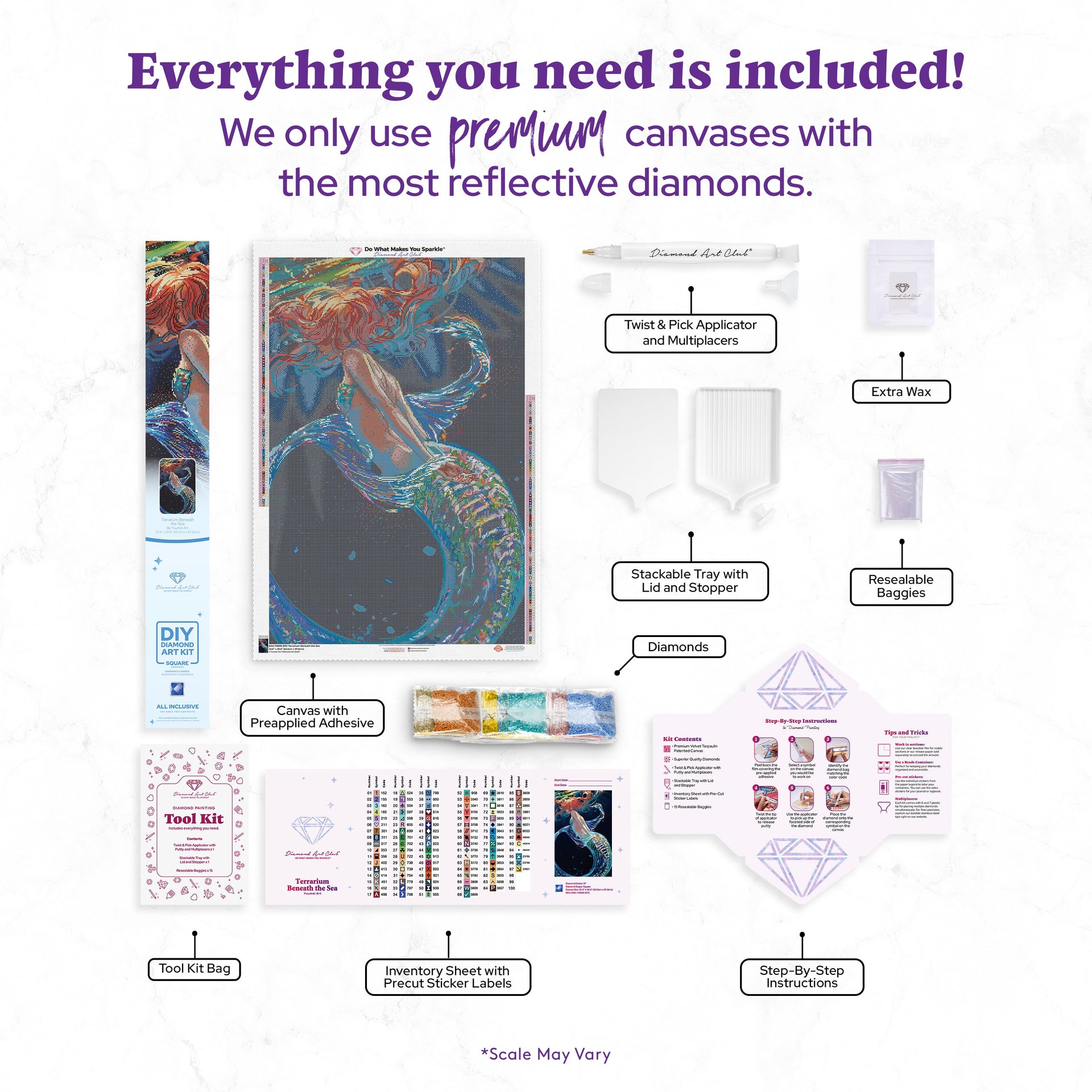 Diamond Painting Terrarium Beneath the Sea 25.6" x 38.6" (65cm x 97.8cm) / Square with 97 Colors including 3 ABs and 3 Fairy Dust Diamonds / 102,573