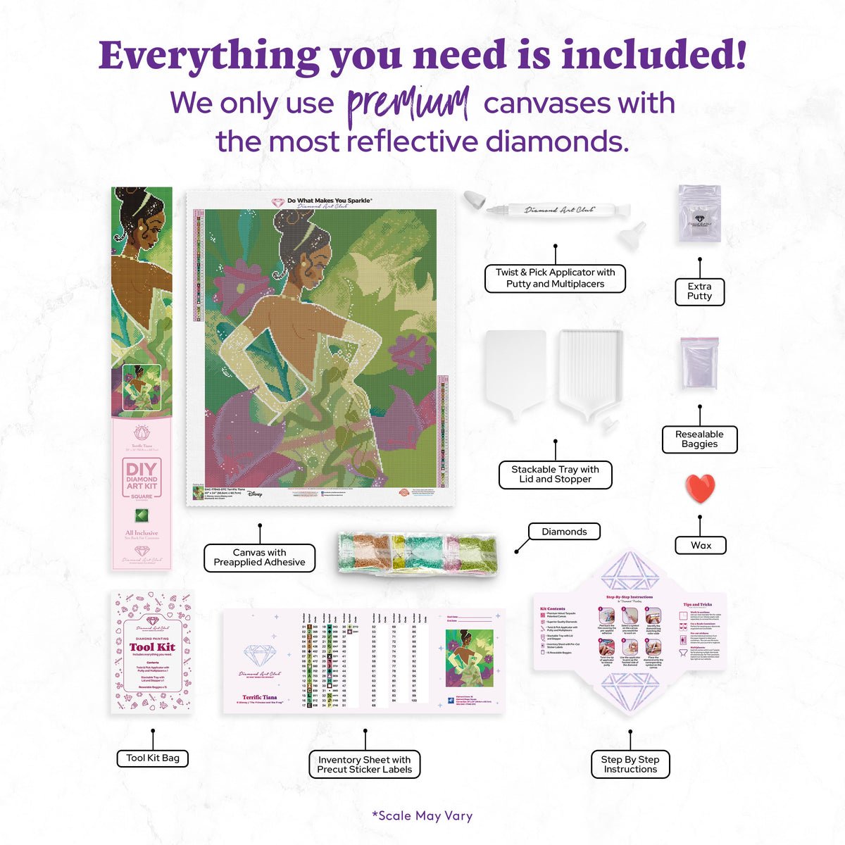 Diamond Painting Terrific Tiana 20" x 24" (50.8cm x 60.7cm) / Square with 36 Colors including 1 AB and 4 Fairy Dust Diamonds / 49,776