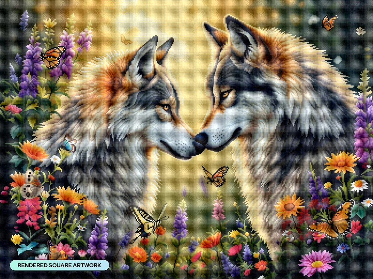 Diamond Painting The Alpha Pair 34.3" x 25.6" (86.9cm x 65cm) / Square with 80 Colors including 4 ABs and 2 Fairy Dust Diamonds / 91,089