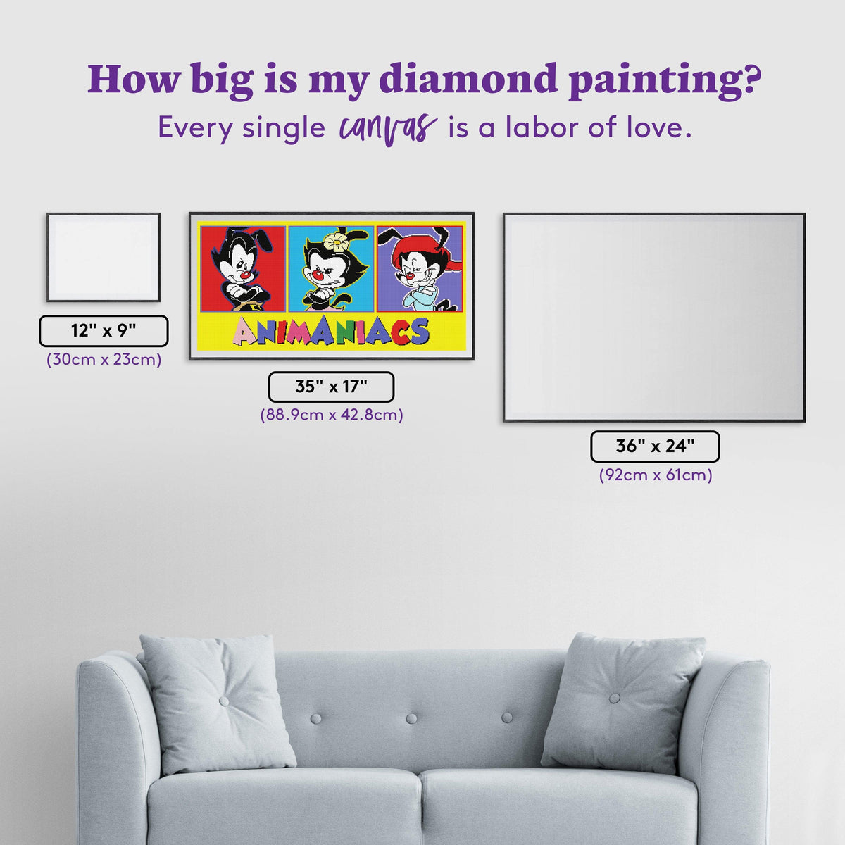 Diamond Painting The Animaniacs™ 35" x 17" (88.9cm x 42.8cm) / Square with 19 Colors including 4 ABs / 61,404