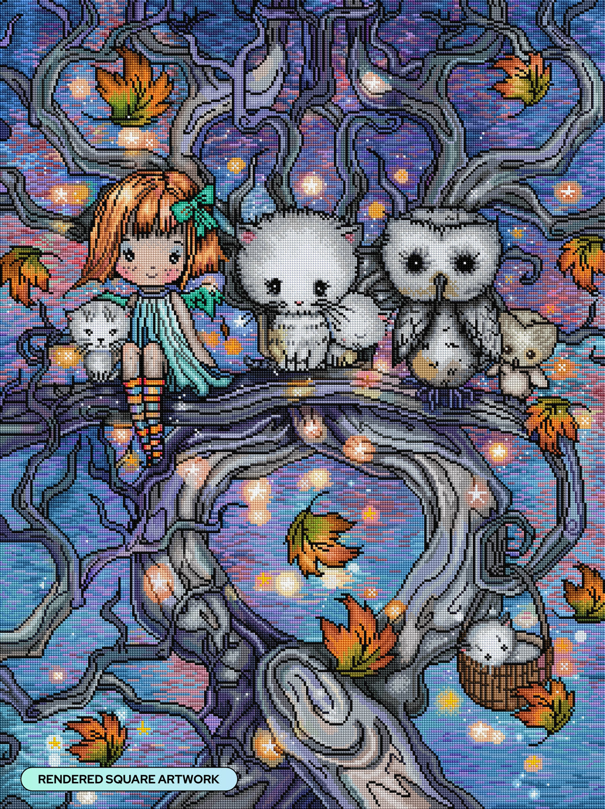 Diamond Painting The Autumn Tree 25.6" x 34.3" (65cm x 86.9cm) / Square with 86 Colors including 1 AB and 2 Iridescent Diamonds and 3 Fairy Dust Diamonds / 91,089