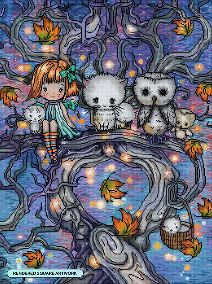 Diamond Painting The Autumn Tree 25.6" x 34.3" (65cm x 86.9cm) / Square with 86 Colors including 1 AB and 2 Iridescent Diamonds and 3 Fairy Dust Diamonds / 91,089