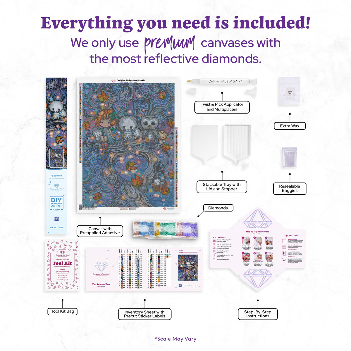 Diamond Painting The Autumn Tree 25.6" x 34.3" (65cm x 86.9cm) / Square with 86 Colors including 1 AB and 2 Iridescent Diamonds and 3 Fairy Dust Diamonds / 91,089