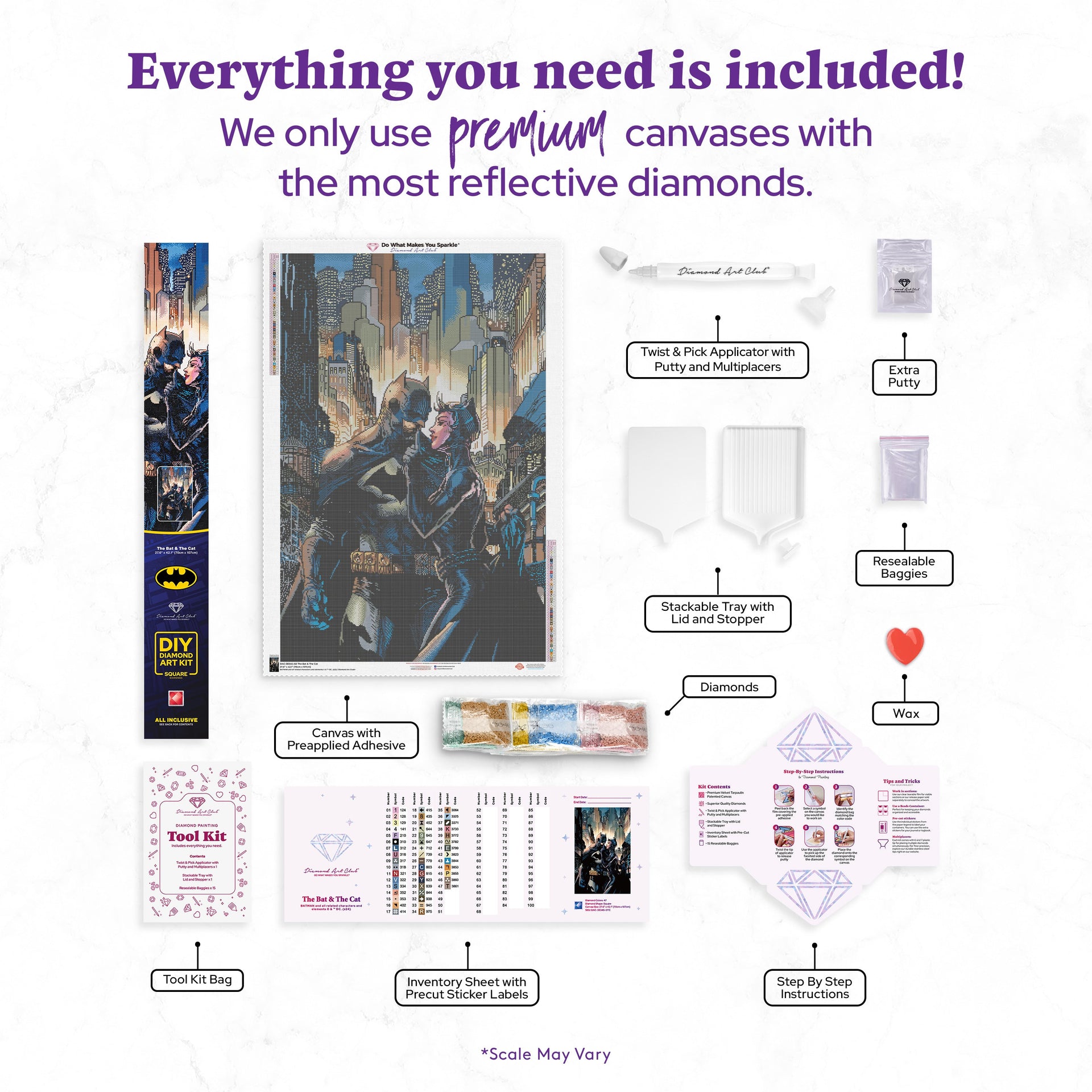Diamond Painting The Bat & The Cat 27.6" x 42.1″ (70cm x 107cm) / Square with 47 Colors including 4 ABs / 117,448