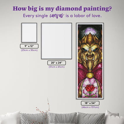 Diamond Painting The Beast 18" x 54″ (46cm x 137cm) / Round with 55 Colors including 3 ABs / 79,708